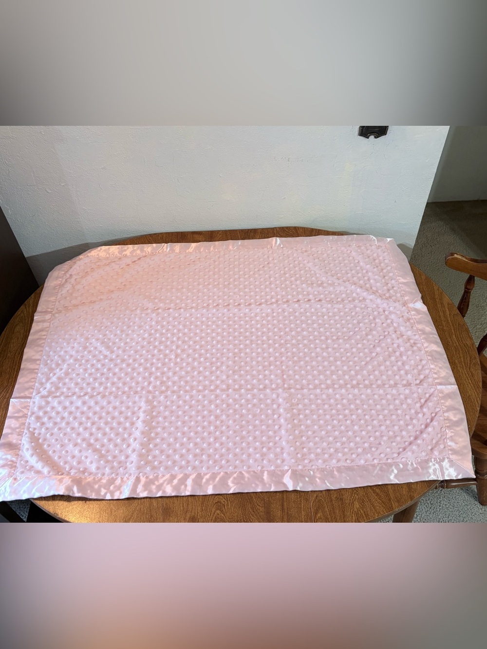 American Baby Co Chenille Minky Dot Satin Receiving Blanket 30"x 40" Heavenly